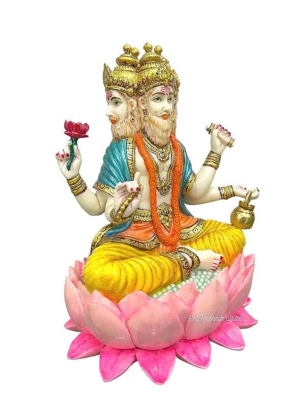 Handcrafted Brahma Dev Idol Four Faced Sculpture Figurine Statue 8'' gallery