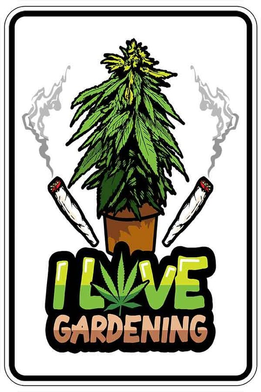 WARNING I LOVE GARDENING WEED sign Metal funny man cave house decor B1500