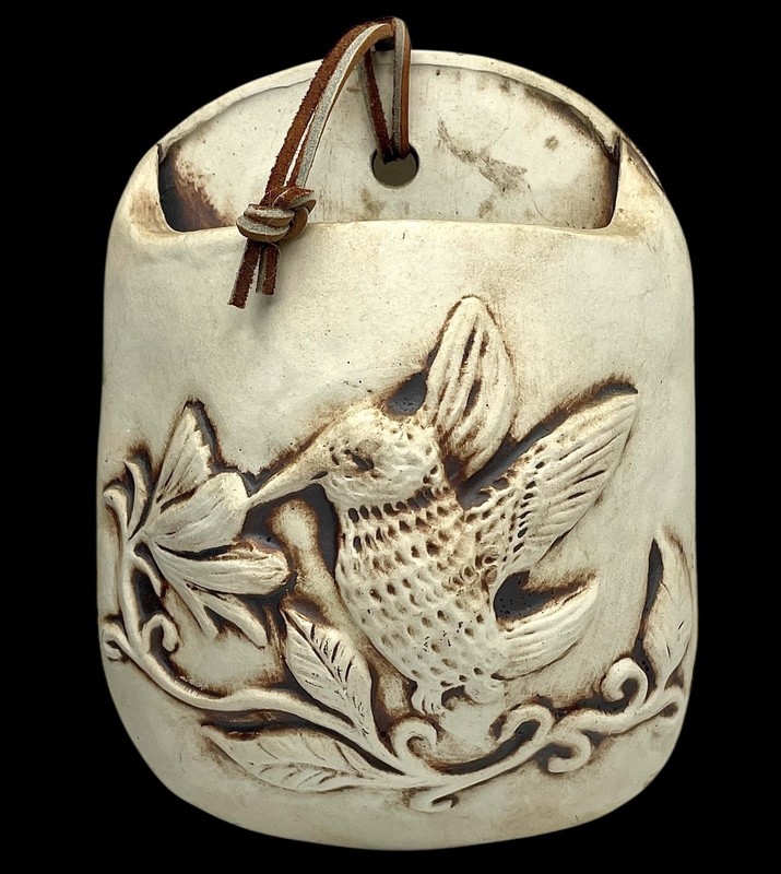 HUMMINGBIRD WALL POCKET Vase Rustic Cottage Farmhouse Cabin Flowers Love Notes