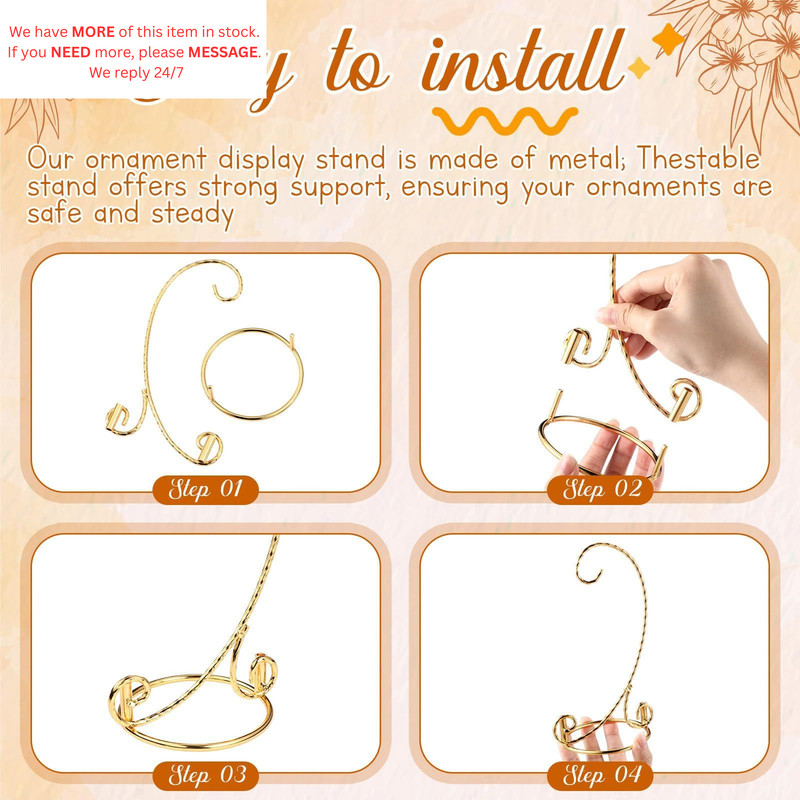 1 Pcs Ornament Display Stand 7.5" Height Holder Gold gallery