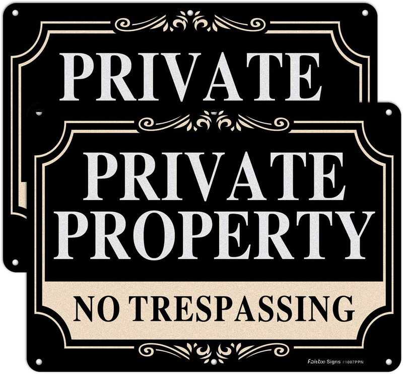 2 Pack No Trespassing Signs Private Property,10X7 Inch Rust Free Aluminum Metal
