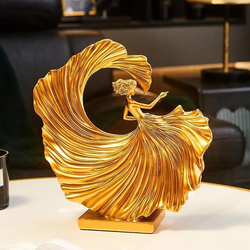 House of Avana Gold Resin Ballet Dancer Elegant Modern Home Decor Statue gallery