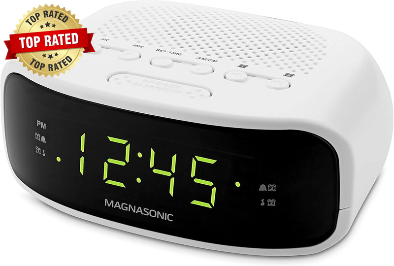 Digital AM/FM Clock Radio with Battery Backup, Dual Alarm, Sleep & Snooze Functi