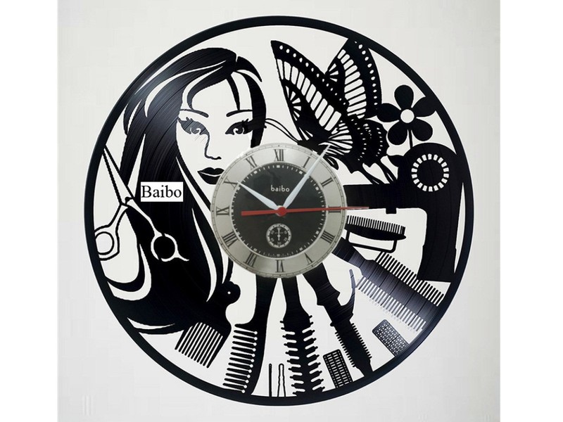 Baibo Barber Shop Hairdresser’s Vinyl Record Wall Clock Hair Salon Modern Art