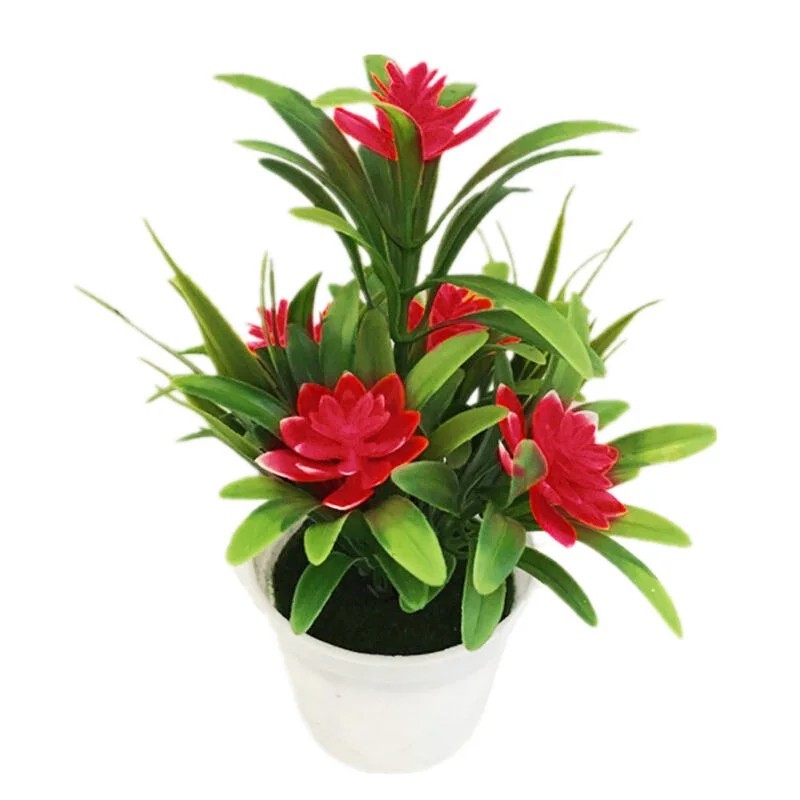 Artificial Potted Flower Plant Fake Indoor Outdoor Home Office Desk Decoration