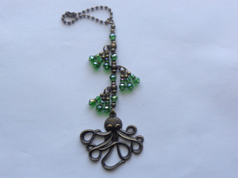 OCTOPUS NAUTICAL BRONZE SUNCATCHER CRYSTAL BEADS KEYCHAIN PURSE CLIP BAG CHARM gallery