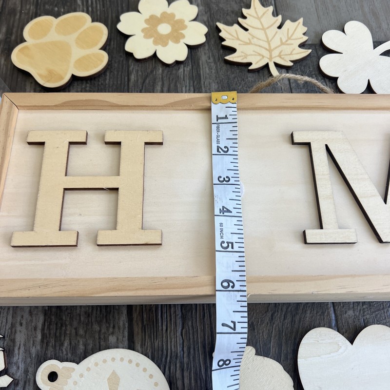 Interchangeable Home Wall Sign with 18 Pcs Seasonal Icons Wooden Paint Yourself gallery