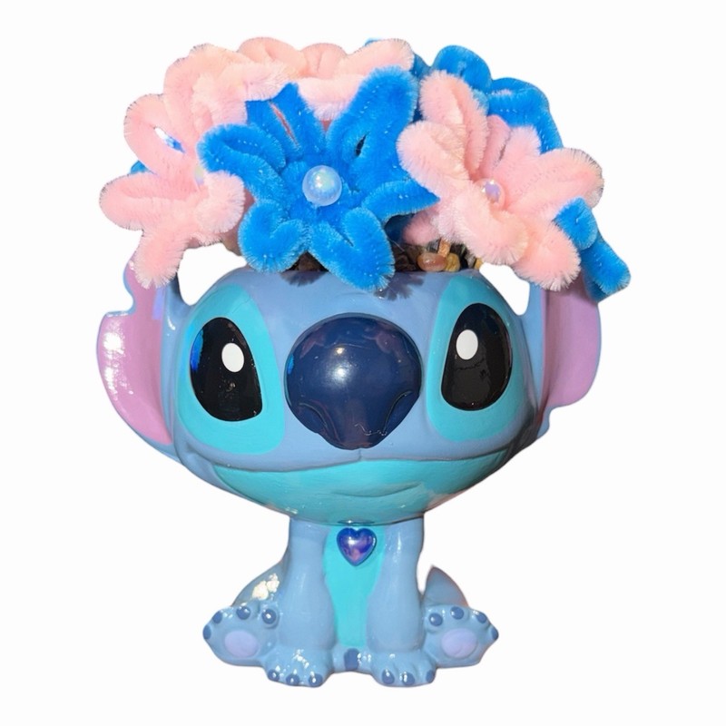 Stitch Flower Arrangement | Handmade Chenille Flowers in Stitch Planter |