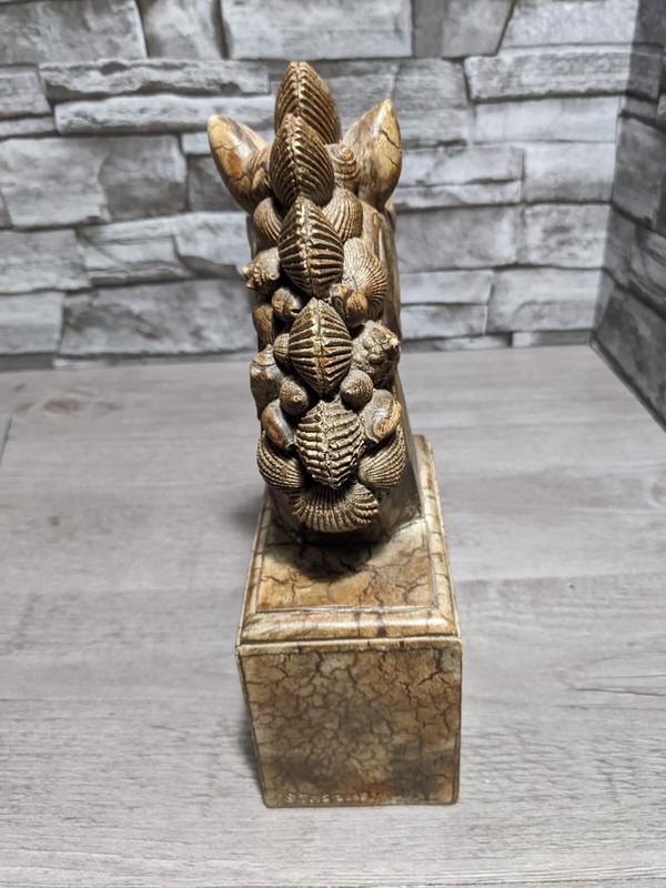 10" Sea Shell Unicorn Horse Bookend Sculpture Statue Figurine Beach Decor Art gallery