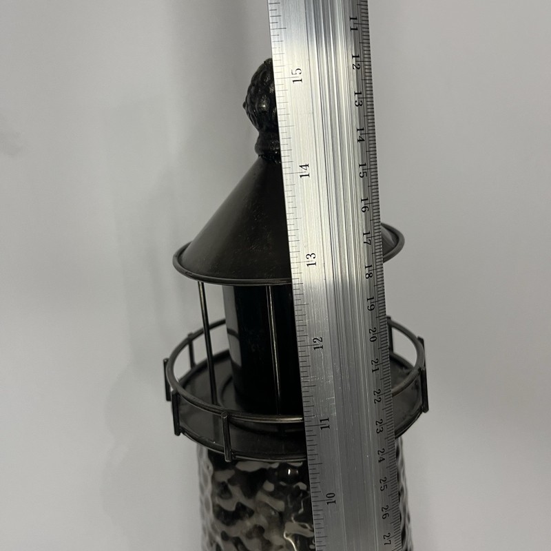 Lighthouse Metal Gun Metal Gray Silver Decorative 16x5” gallery