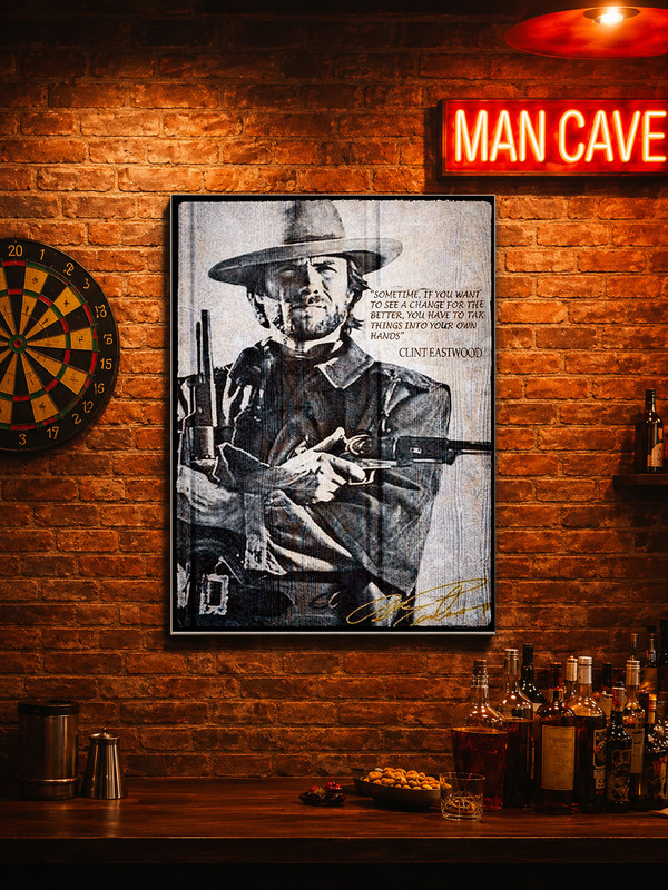 Western Cowboy Wall Art Panel | Vintage Gunslinger Decor | High Gloss Chromaluxe