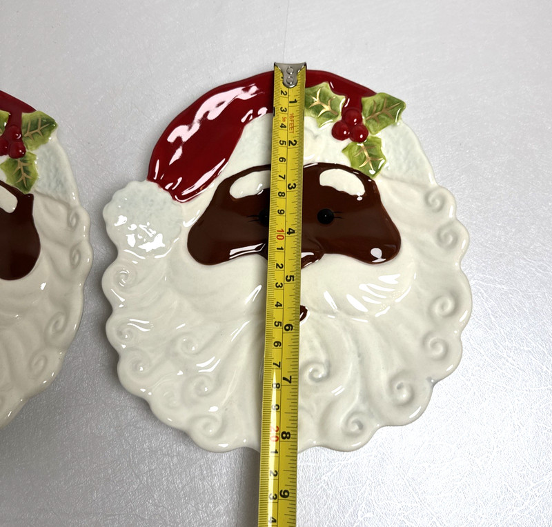 Cosmos Set of 2 African American Santa Christmas Holiday Plate gallery