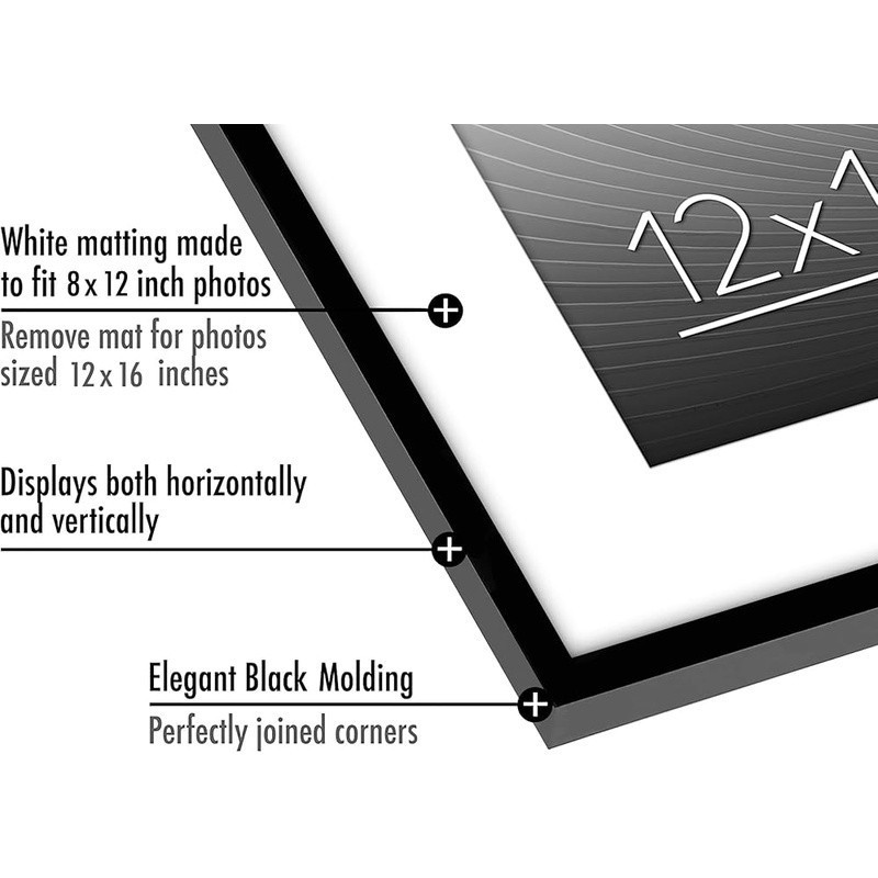 12x16 Picture Frame with Polished Plexiglass Use as 8x12 Frame with Mat Display gallery