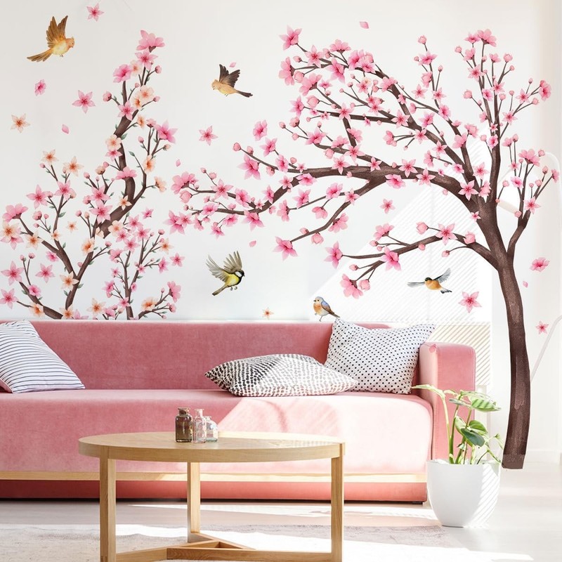 Cherry Blossom Floral Birds Wall Decals Large Cherry Blossom Tree Branch Wall