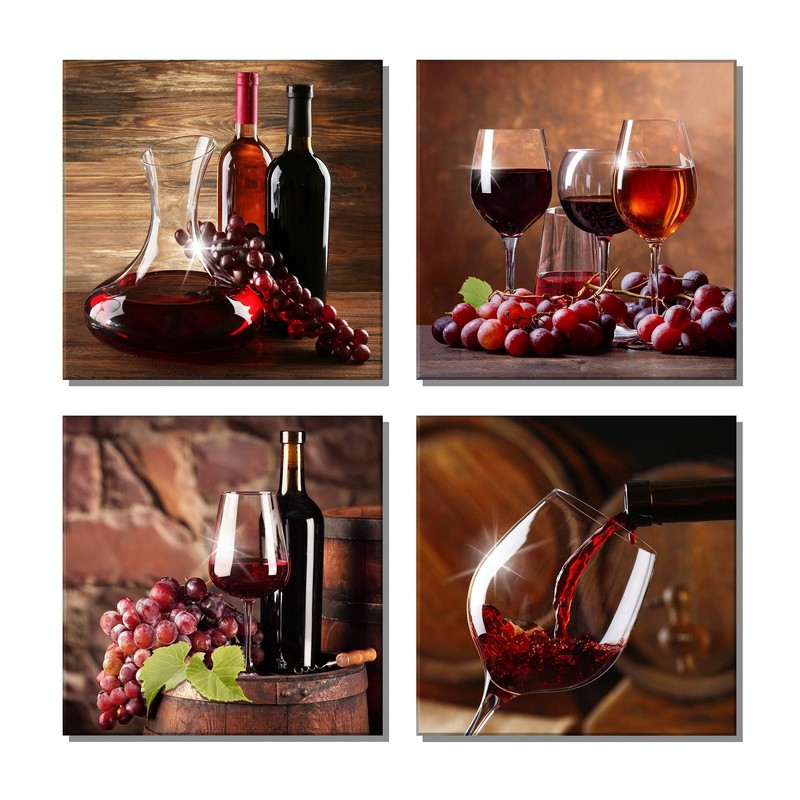 Red Grape Wine Wall Art Still Life Poster Fruit Goblet Canvas Painting Decora…