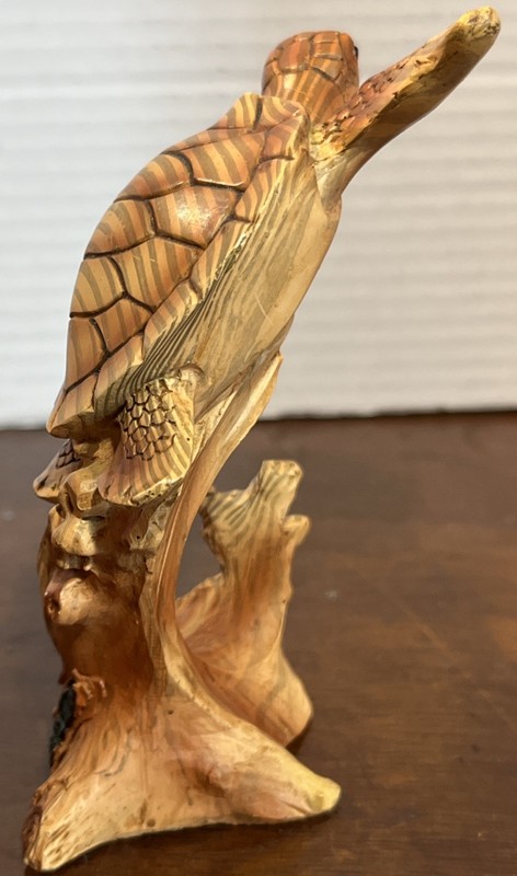 Sea Turtle Faux Wood Resin Statuette Beach Decor Ocean Hawaii. “RM” gallery
