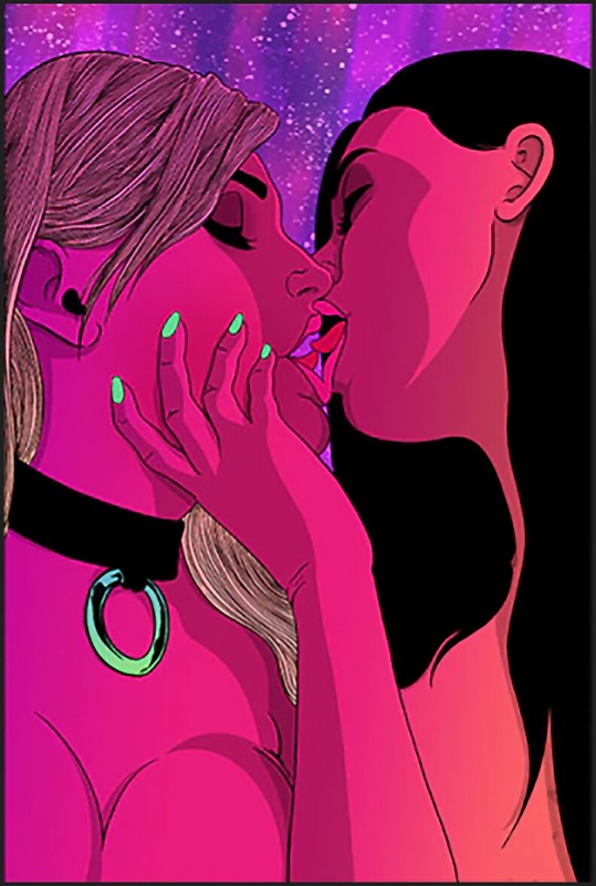 Erotic Comic Art Girls Kissing 12"x8" Metal Poster Sign gallery