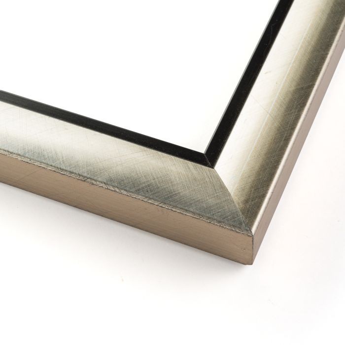 5×11 Frame Silver with Black Rim Solid Wood Picture Frame Width 1.25 Inches | In