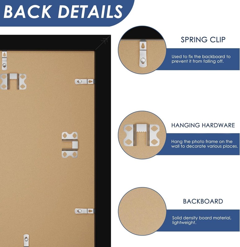 13X19 Picture Frame Set of 6, Display Pictures 11 X 17 with Mat or 13 X 19 witho gallery