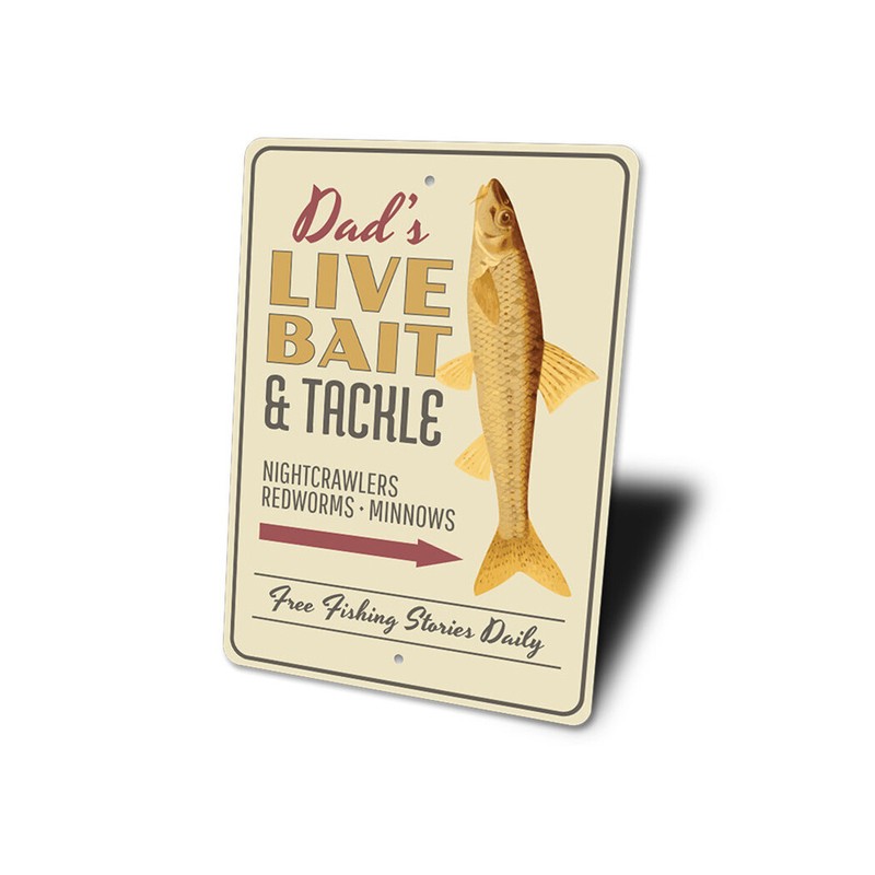 Fish Decor, Live Bait Sign, Bait and Tackle Aluminum Sign ENSA1003287 gallery