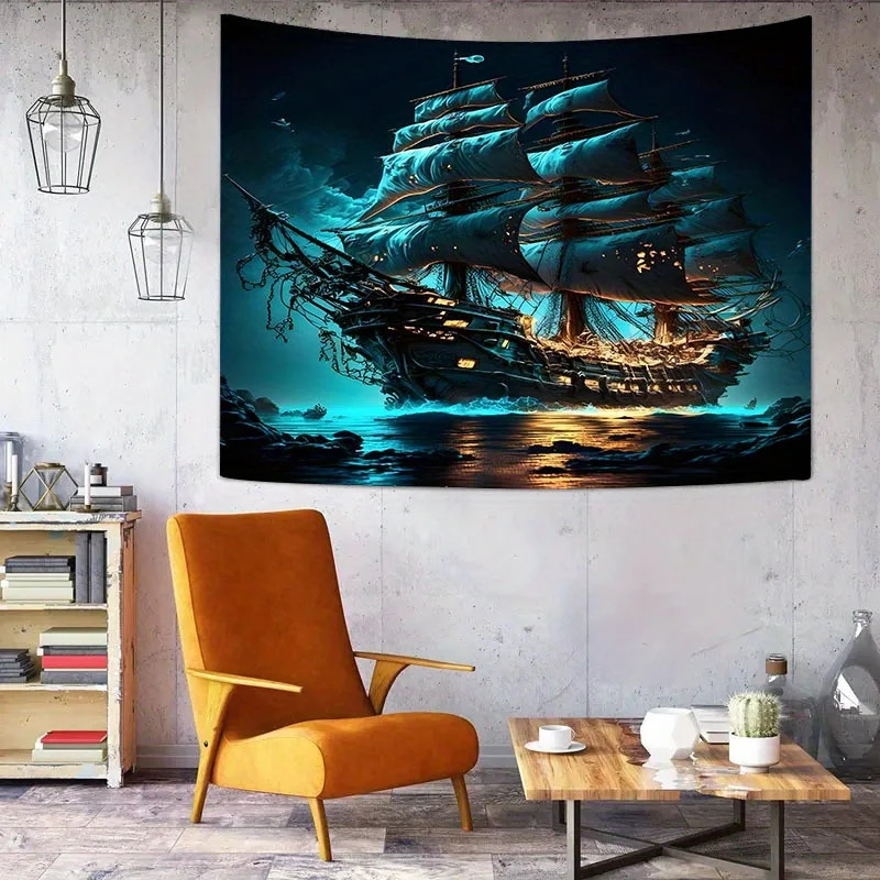 VIKAMA Vintage Nautical Tapestry Living Room Feature Wall Nautical Theme Bed