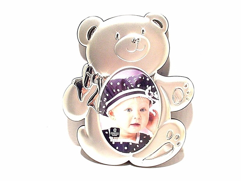 TWO TONE SILVER BABY BEAR PHOTO FRAME 3.5X5 INCHES 9X13 CM #19-B #930002