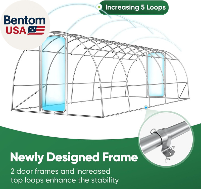 25X10X6.6 FT Premium Greenhouse for Outdoors with 2 Door Frames, Reinforced Top gallery