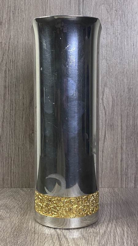 Royal Selangor Pewter Vase 24k Gold Bottom Trim 9”