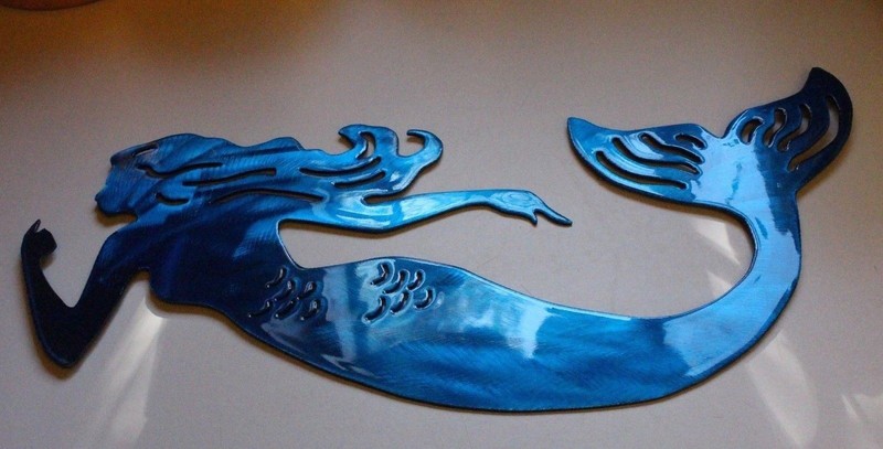 Swimming Mermaid – Metal Wall Art – Blue 12″ x 5″