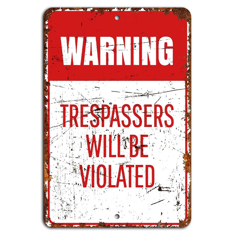 Rustic Warning Sign BanginPrints Aluminum Funny Security Decor Plaque