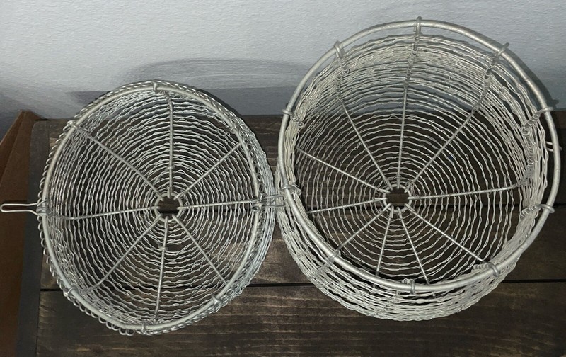 Rustic Metal Wire Woven Basket With Lid gallery