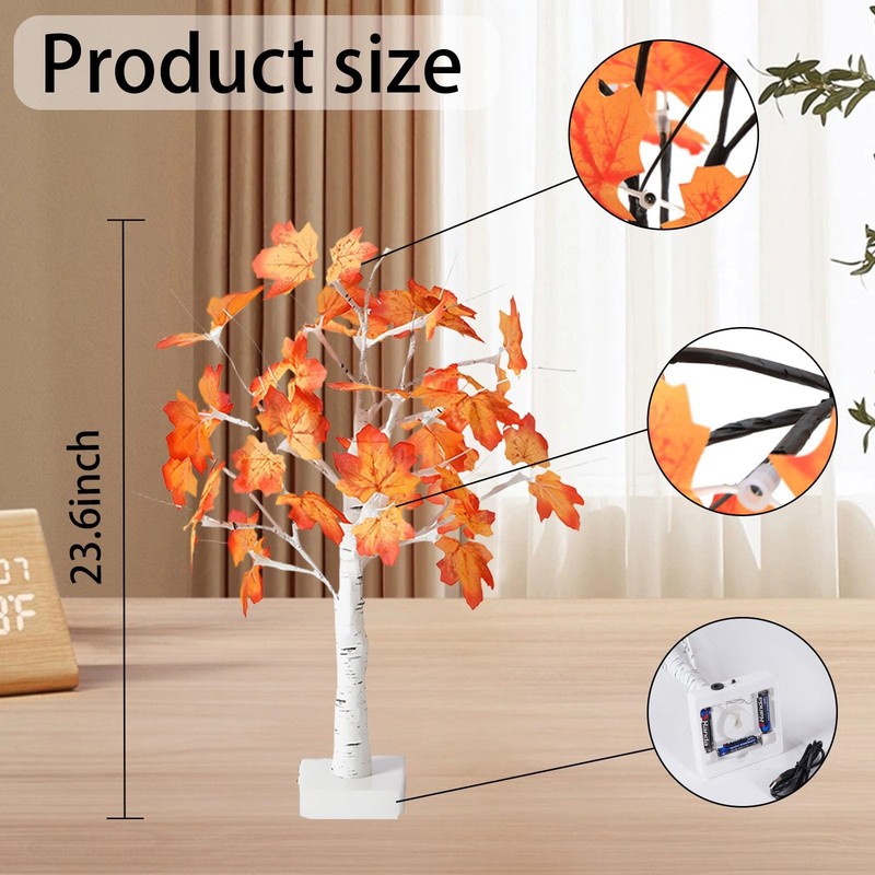Fall Lighted Maple Tree, Thanksgiving Decorations 24 LED Light Up Tabletop Ma... gallery