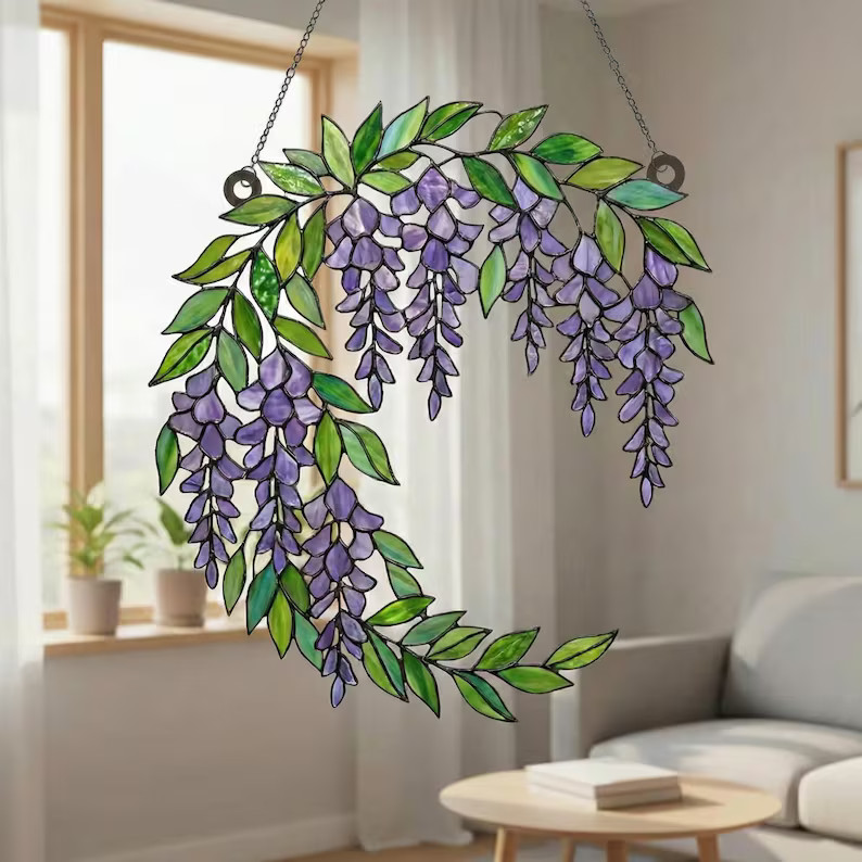 Wisteria Purple Flower Suncatcher Acrylic Window Decor