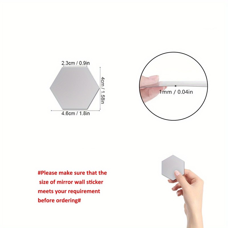 72Pcs Hexagon Mirror Stickers Splicing Decor for Hallway Stair & Entryway gallery