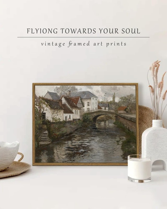 Vintage Town Framed Canvas Wall Art French Classic Wall Prints Modern Farmhou... gallery
