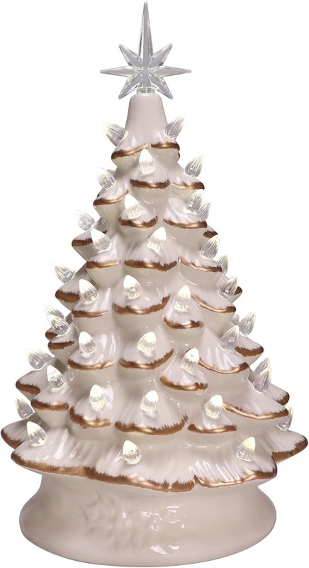 Ceramic Tree 14.25″ Light Up Ivory Ceramic Christmas Tree | Beautifully
