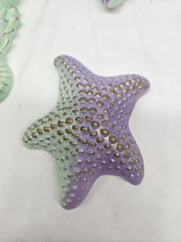 1967 Miller Studios 3-Piece Chalk Plaster Seahorse Seashell Starfish Plaques gallery