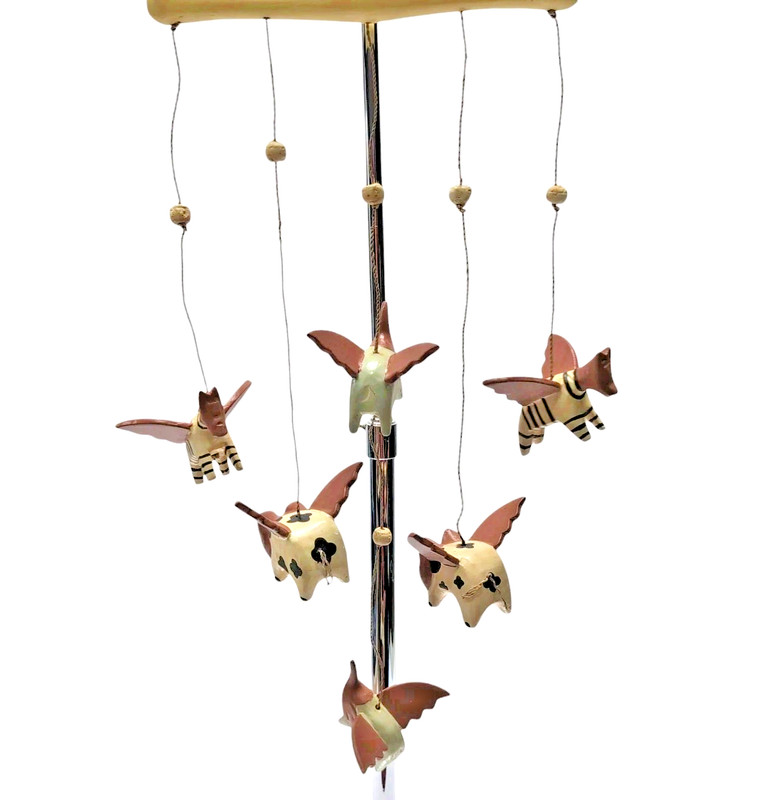 Pier 1 Imports Flying Animals Mobile Winged Pigs Cows Zebra Vintage Style In Box