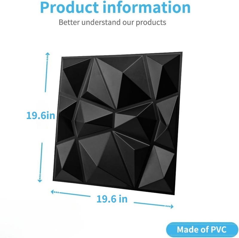 10PCS 3D Wall Panels Diamond Design Textured Accent PVC Wall Background Decor gallery