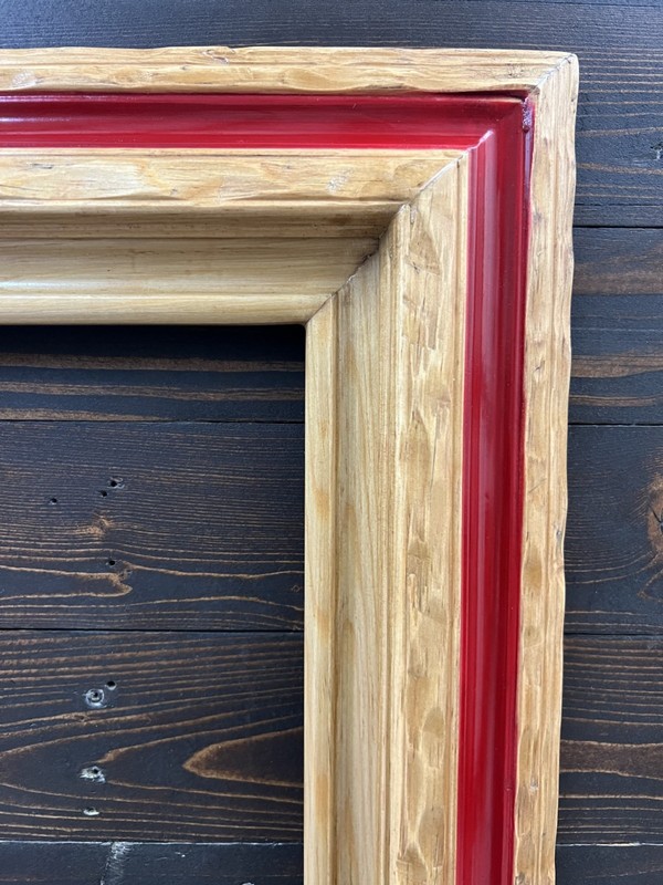 16 x 20 In Stock-Western style picture frame, NATURAL FINISH with RED accent gallery