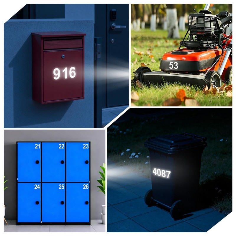 Lacasa 50 PCS 3 Inch Reflective Mailbox Numbers for Outside, 5 Sets Self Adhe... gallery