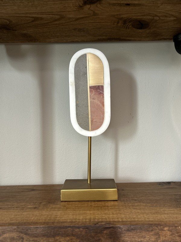 Crate and Barrel Marble and Brass on Stand, Alain Tabletop Sculpture