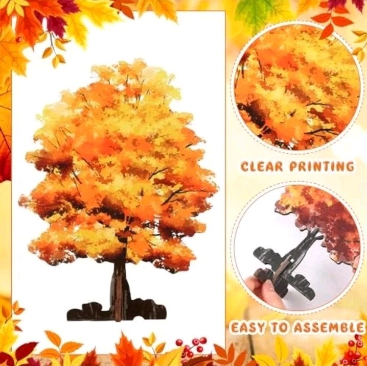 5 Pieces Mini Fall Maple Trees 2D 5 Size Autumn Artificial Miniature Trees Flat gallery