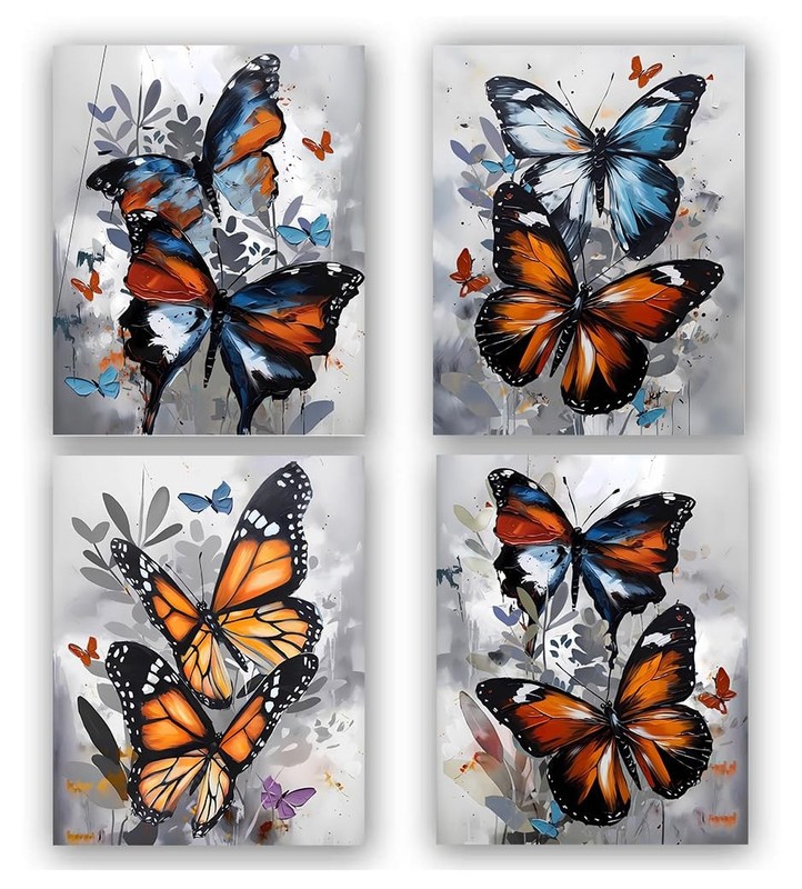 ​Colorful Butterfly Pictures Wall Decor,Butterfly Wall Art Canvas,Insect Natu…