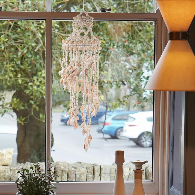 1Pc Natural Seashell Wind Chime, Handmade Shell Chandelier Decor, Indoor Outdoor gallery