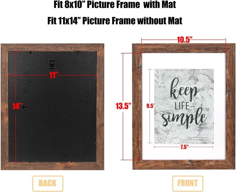 Rustic Brown 11X14 Picture Frame Wide Molding - Wall Mounting Material Included… gallery