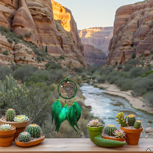 Green Small Dream Catcher with Feathers Wall Hanging Ornament Indian Style gallery