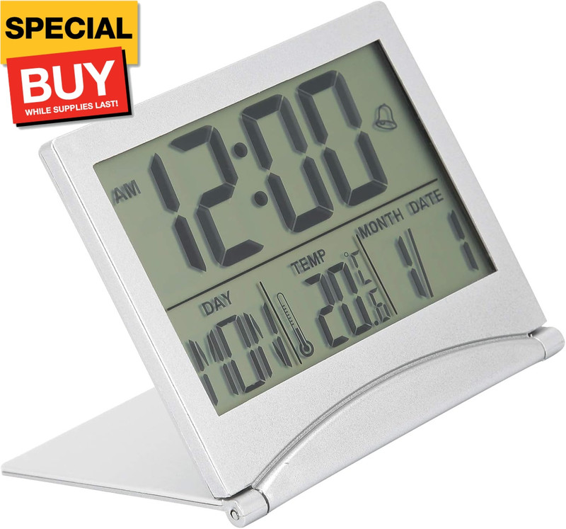 Electronic Compact Alarm Foldable Calendar Easy to Read Atomic Desktop Clock Aut gallery