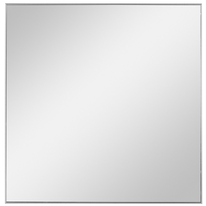 Elegant Silver Square Wall Mirror 28 in Metal Thin Frame Sleek Vanity Classic