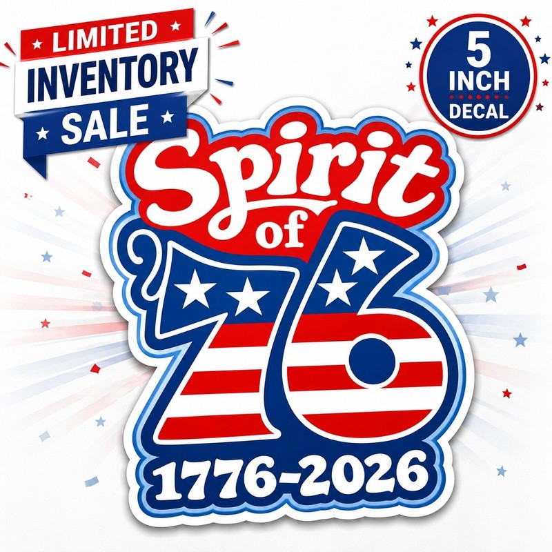 Spirit of 76 Sticker Decal 5 Inch USA 250th Patriotic 1776 2026 Vinyl